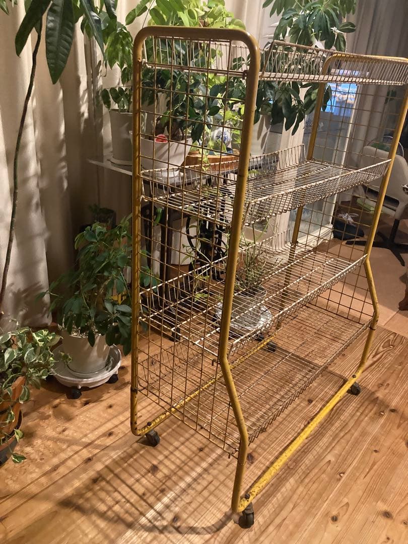 昭和レトロ　ワイヤーラック4段仕様　店舗什器　ガーデニング　シャビーラック11