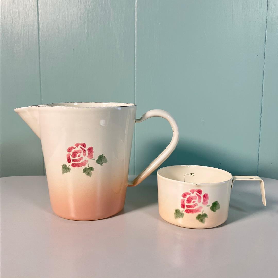 【希少✨】マニーローズ　計量カップ2個&計量スプーン　セット♪ ホーロー製