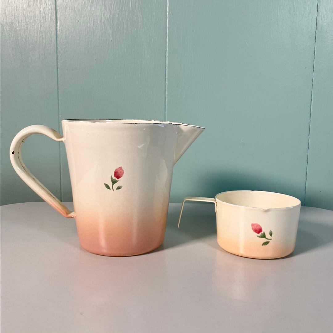 【希少✨】マニーローズ　計量カップ2個&計量スプーン　セット♪ ホーロー製