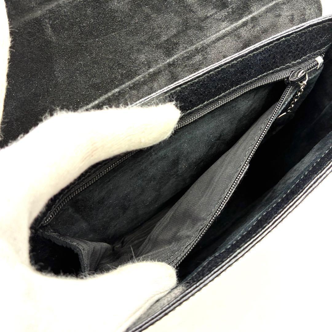 美品 GUCCI ワンショルダーバッグ 肩掛け フラップ レザー ブラック