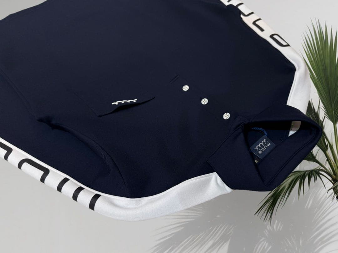 【新品】ムータマリン　ゴルフ　裏起毛　ポロシャツ　ネイビー　Mサイズ