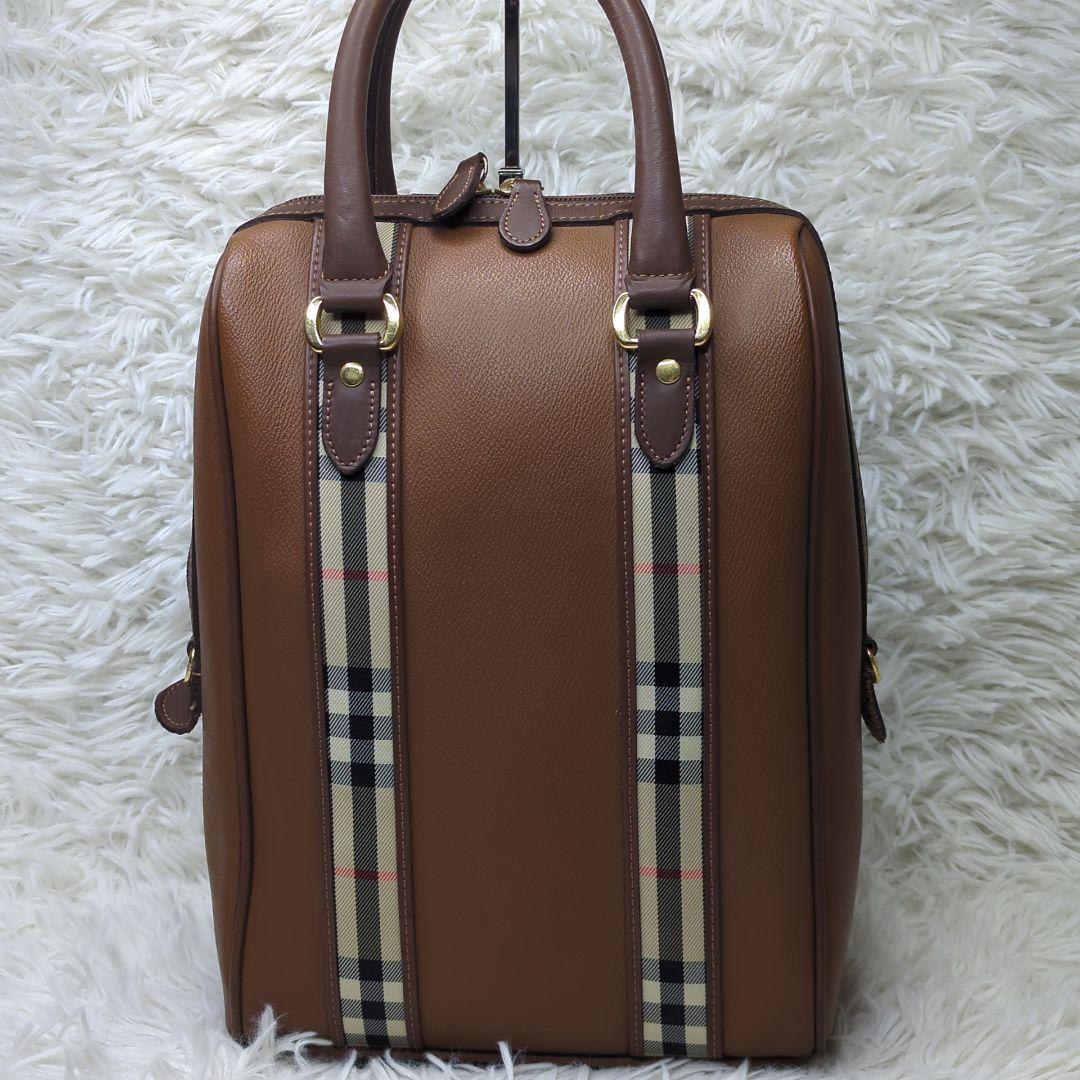 美品✨バーバリー シューズバッグ レザー ブラウン ノバチェック ゴルフ