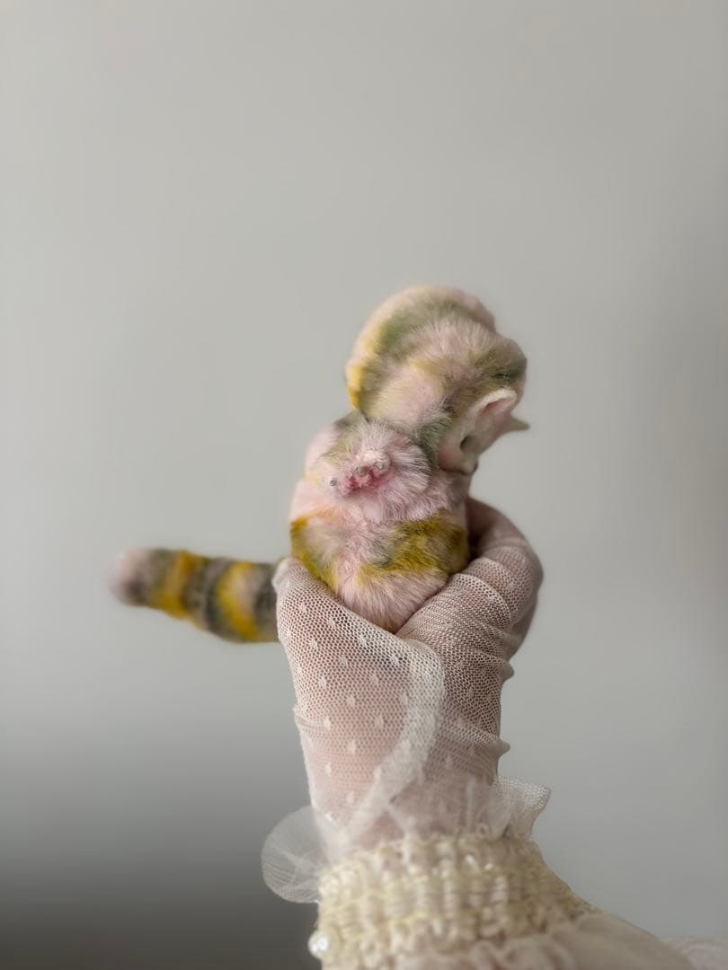 アートドール　No.066 ピンク猫幻獣　羊毛フェルト