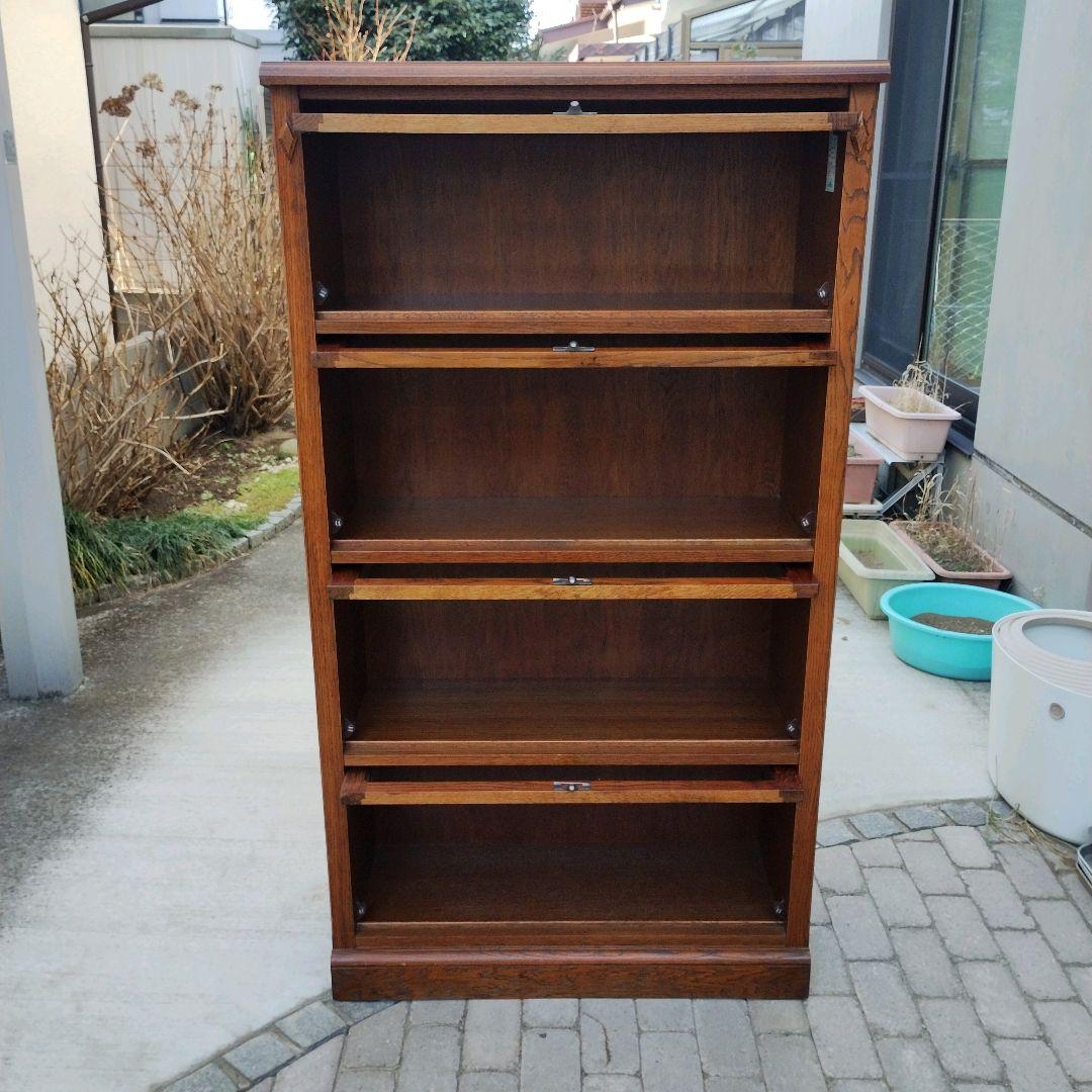 【希少】三越ブルージュ 4段フリーラック ガラスフラップ扉 キャビネット ②