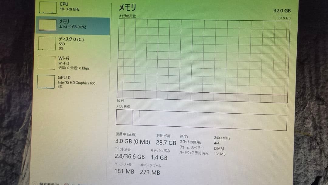 DDR4 8GBx4枚 32GB pc4-2400 動作確認済み ⑤