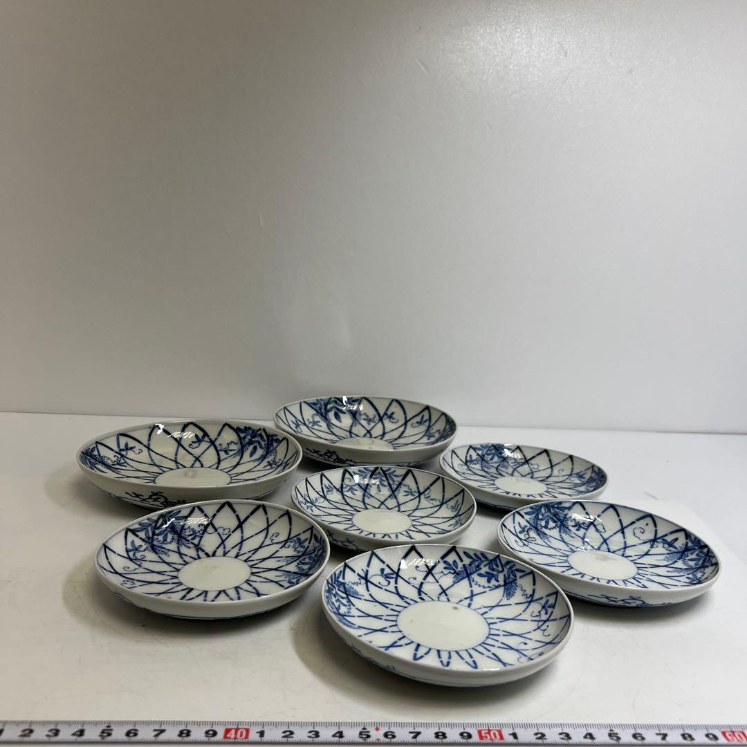 江戸後期　古伊万里　上手竹花文　中皿、猪口　通り物15点　東さ8-0124☆2F