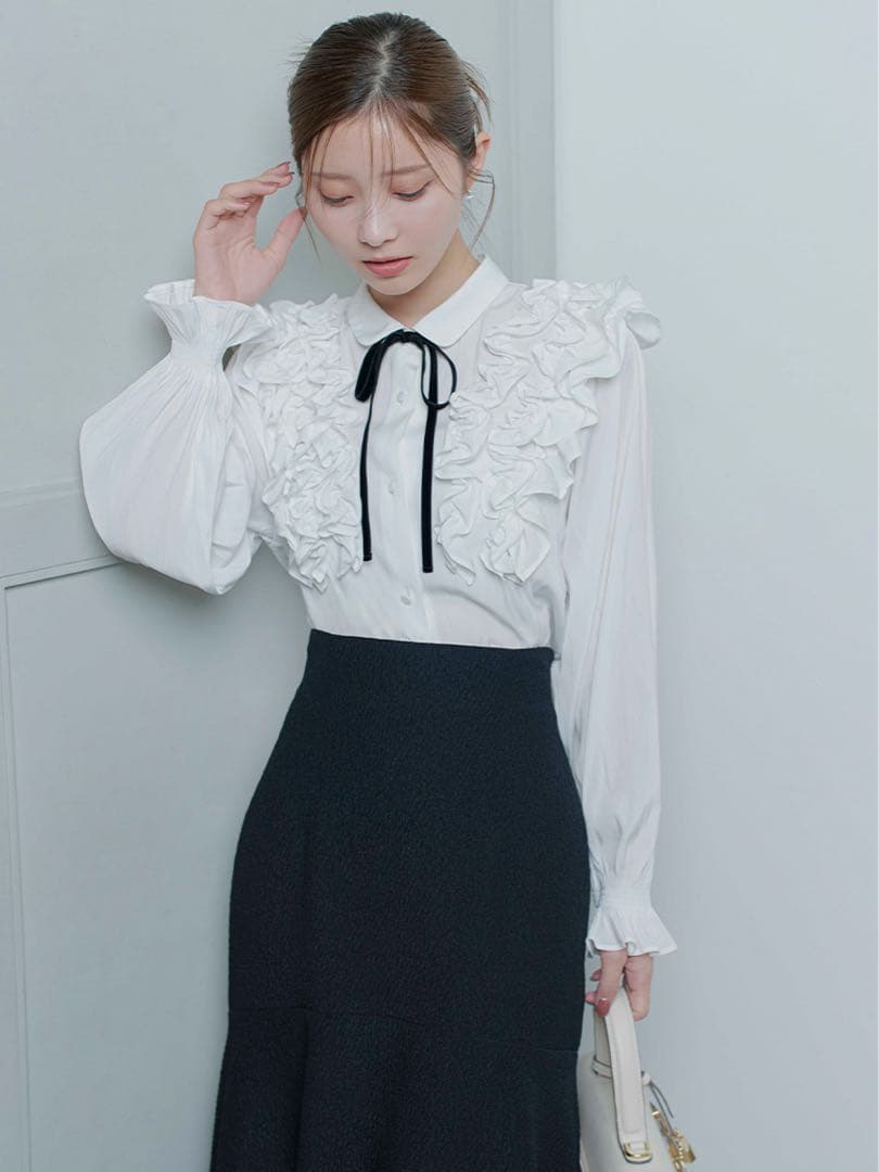 完売品セルフォード フリルヨークシャツカラーブラウス