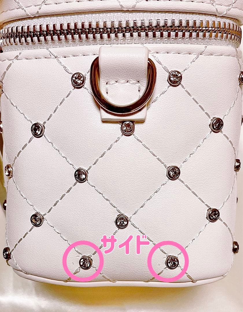 Darichダーリッチ キルティングビジュースクエアミニバッグ バニティホワイト