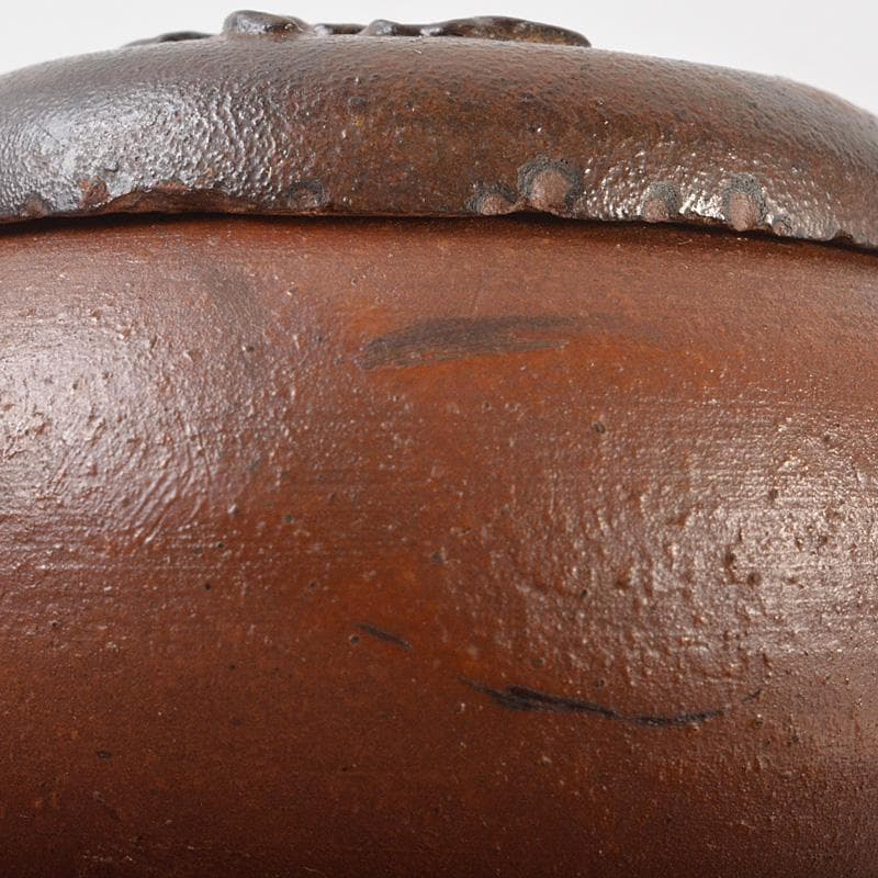 茶道具　備前焼　古備前　神獣蓮花文　盒子　書付箱　V　R7146