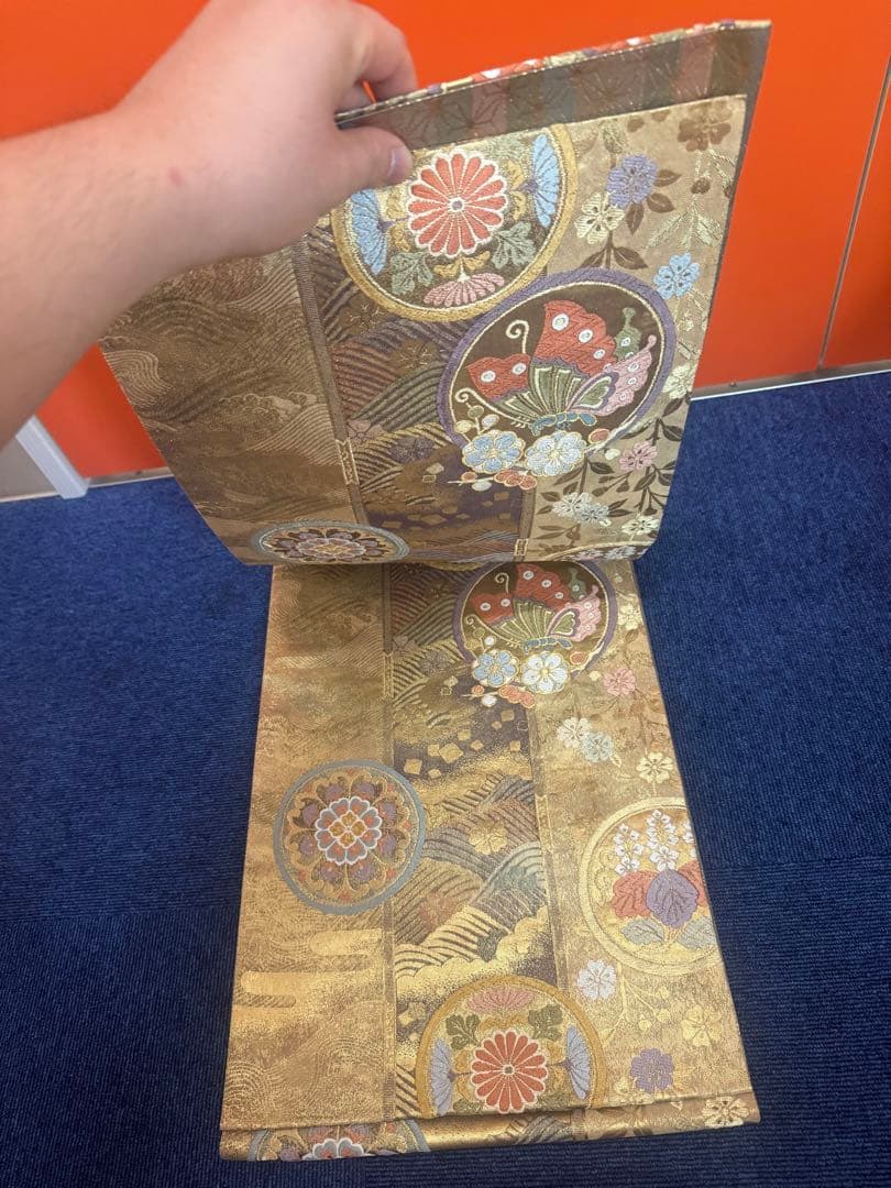 2694袋帯 古代彫金紋 西陣織 金糸　高級上質上品　約440cm 未使用
