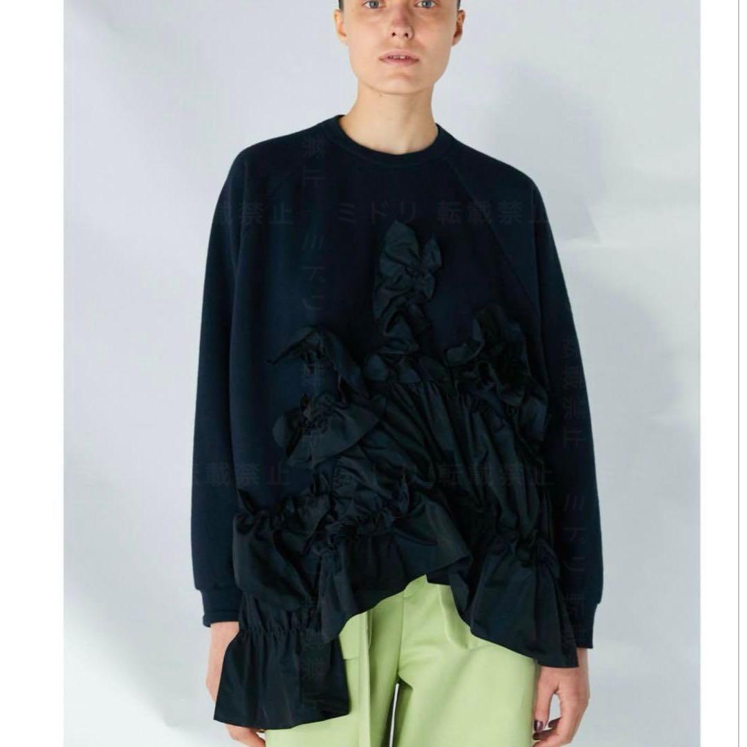 enfold ネイビー ハードコンパクト 裏毛 デコラプルオーバー スウェット