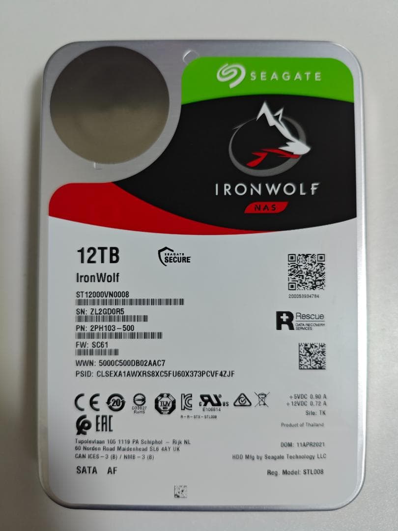 Seagate 3.5インチ内蔵HDD 12TB 4台セット