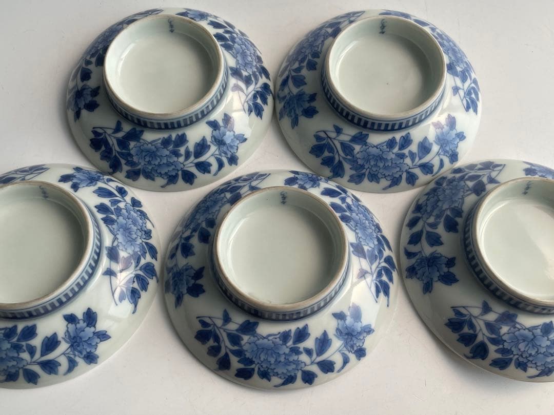 陶芸家　人間国宝　今泉今右衛門　染錦　三方割橘文　皿　5枚揃　鍋島写　鍋島焼