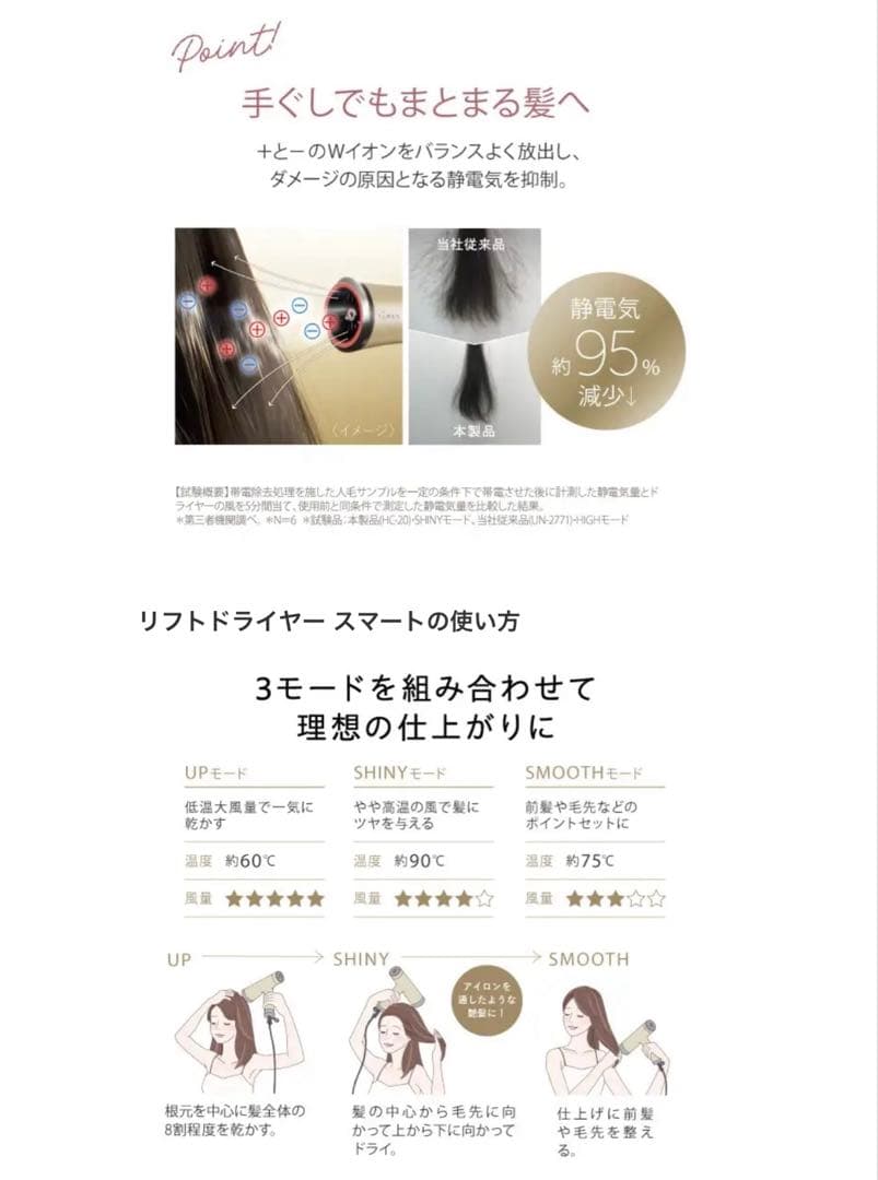 商品名 艶髪ドライヤー リフトドライヤー スマート ゴールド YJHC2N