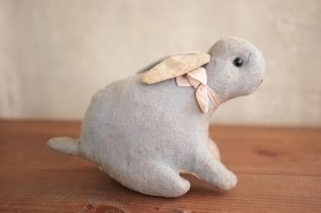 フランス 青いうさぎさんと薔薇色のリボンb ドール テディベア アンティーク