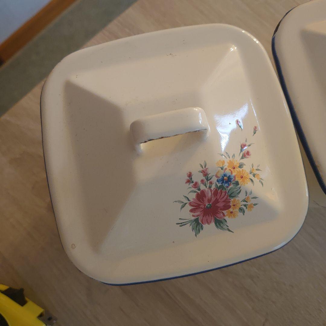 【希少価値】フランス製　アンティーク　ホーロー　ポット　容器