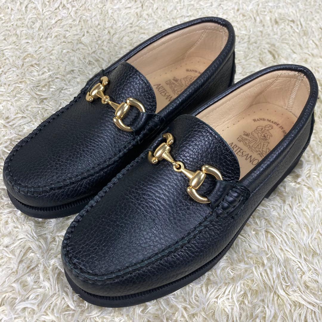 『未使用級』アルテサノス ビットローファー シボ革 ブラック レザー 黒 23