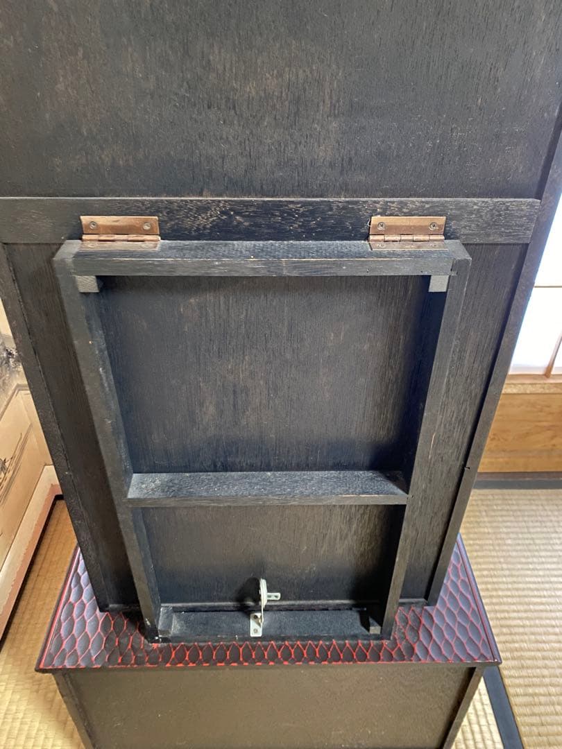 鎌倉彫 伝統工芸品　鏡台 ドレッサー ミラー 化粧台 漆塗り 松竹梅 和家具