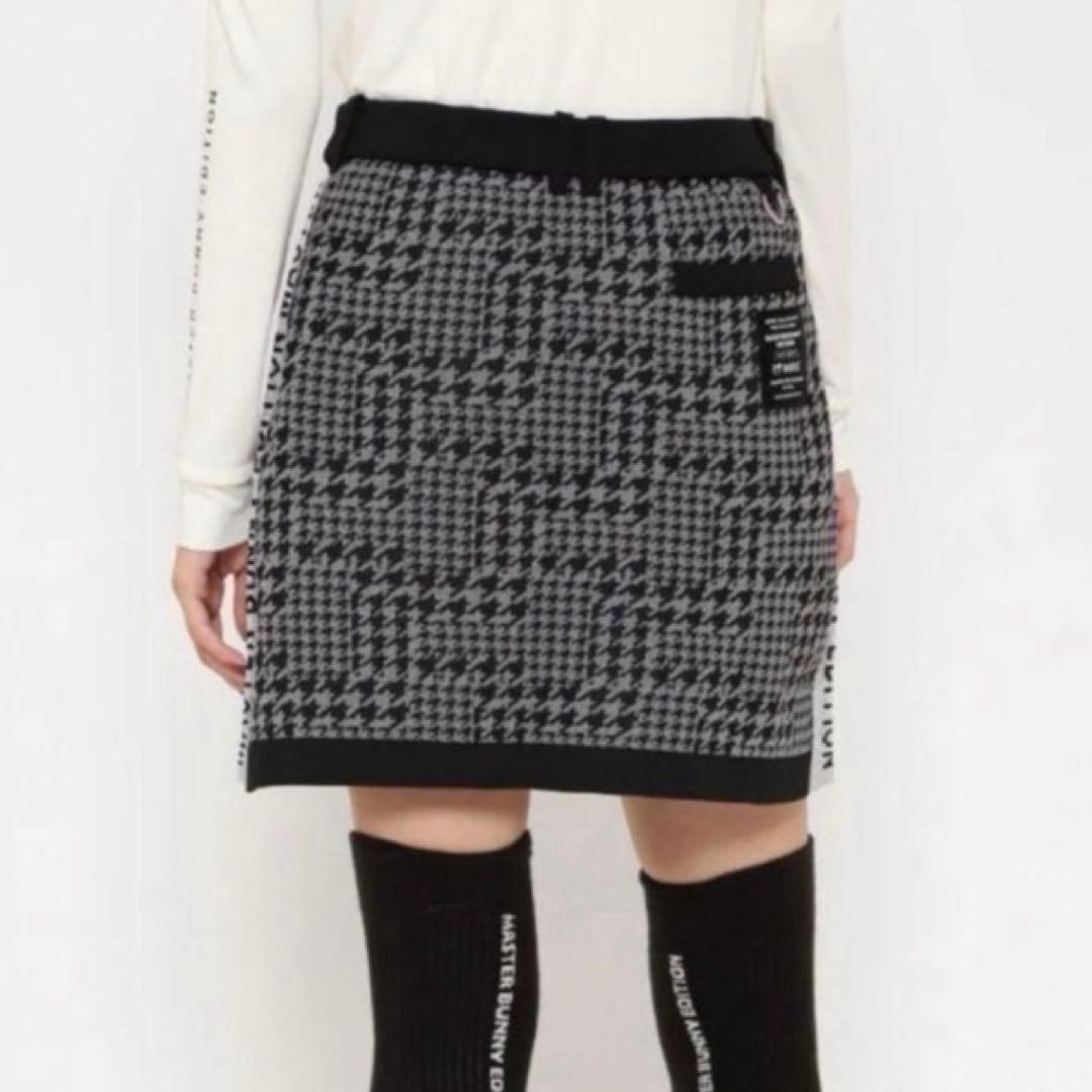 マスターバニー14G 天竺度詰めジャガード千鳥柄スカート黒×グレーサイズ1