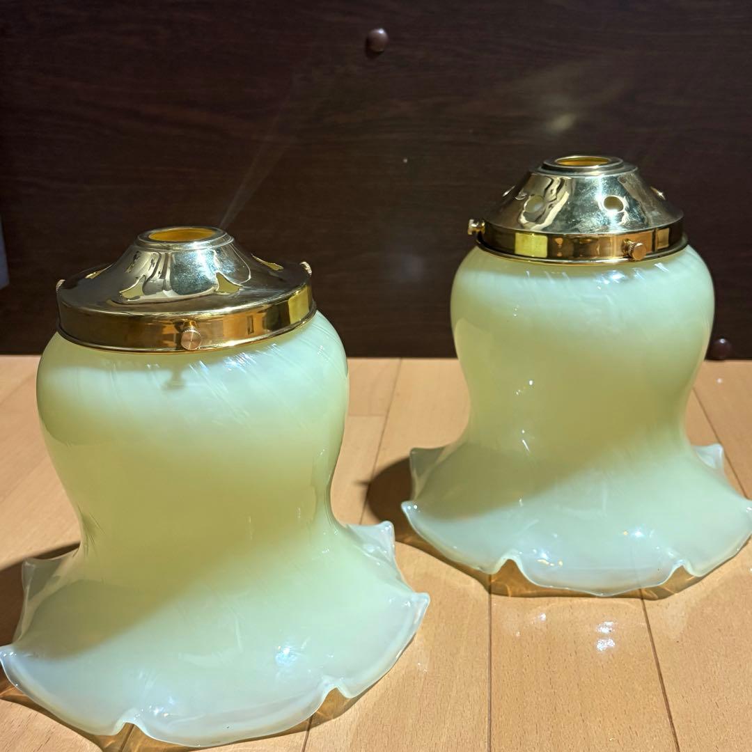 ヴァセリン　シェード　フランスアンティーク　ウランガラスシェード　 L