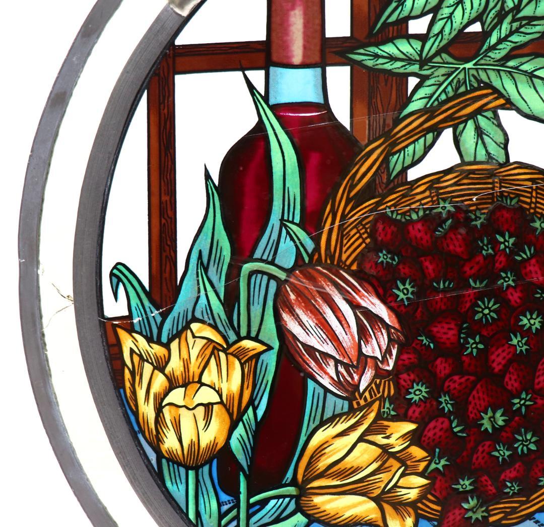 ストロベリーと赤ワイン ダブルリム製 ヴィンテージステンドグラス極稀少 初期作品