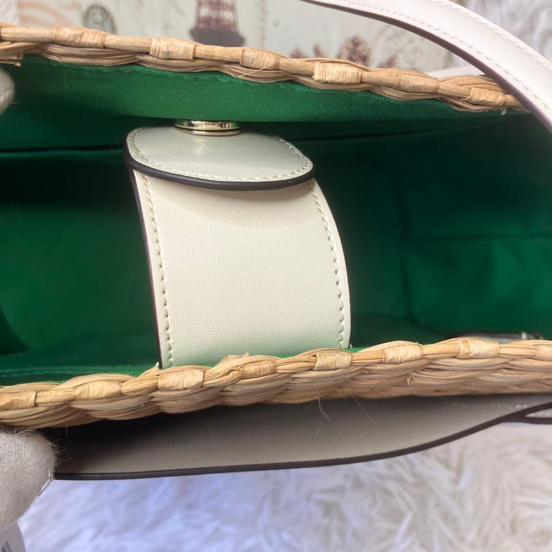 未使用 kate spade ケイトスペード かごバッグ ストロー フラワー