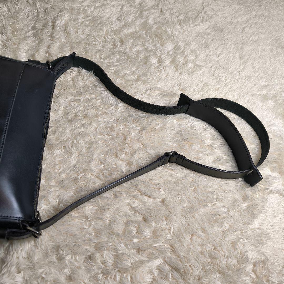 ​エルゴポック ショルダーバッグ ワキシングレザー 紺 本革 日本製 エイジング