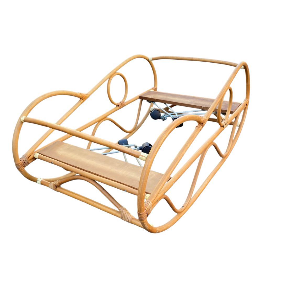 ✨籐かご　ラタン　ゆりかご　キャスター付き　ゆらゆら