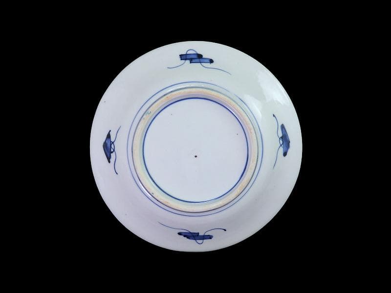 古伊万里　色絵　団龍紋に宝珠　花の図　７寸皿　３枚　珍品　C544AS-DBr