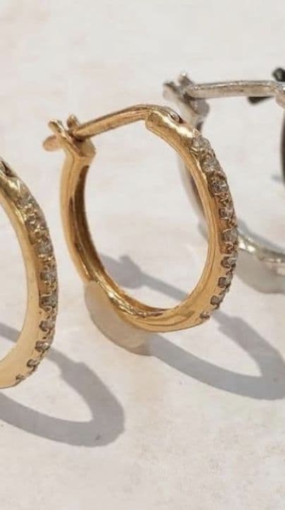 天才　K18ダイヤモンド フープピアス　ピンクゴールド片耳