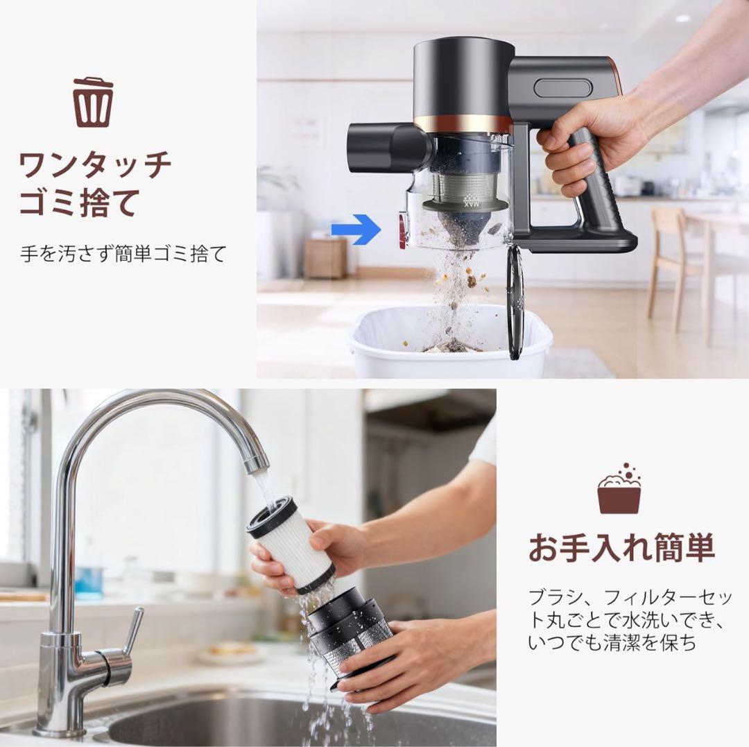 掃除機 グリーンLEDライト　コードレス　軽量　自立式　LED液晶ディスプレイ