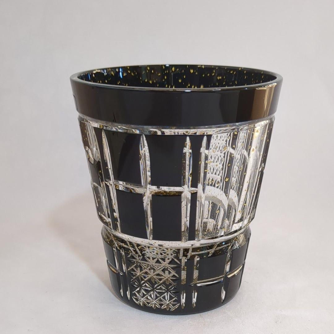 東洋佐々木ガラス 八千代切子 墨色 オンザロックグラス 田工の組 木箱入未使用品