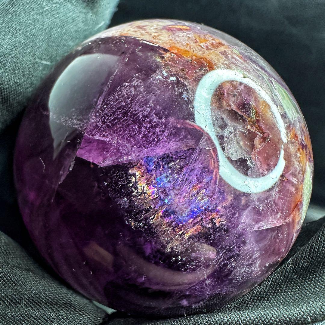 爆レア❗️レインボー☆フローライト 丸玉☆癒しパワーパワーストーン天然石A1153