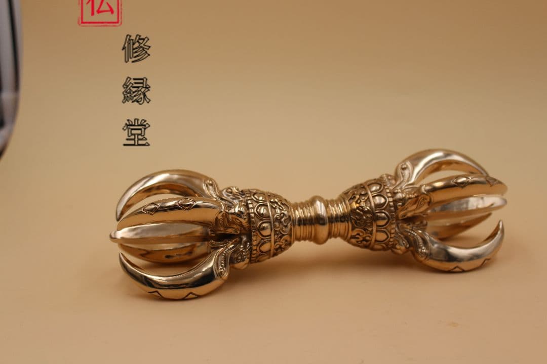 【修縁堂】五鈷杵 22cm 銅製 法器 真言宗 置物 開運