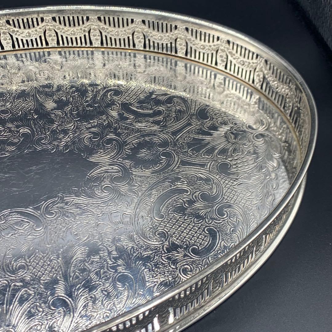 ＜英国ビンテージ＞　シルバートレイ　サルヴァ　銀盆　シルバープレート　A