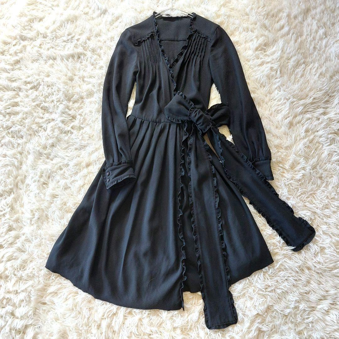ADORE ワンピース サイズ38 黒 ラップワンピース リボン