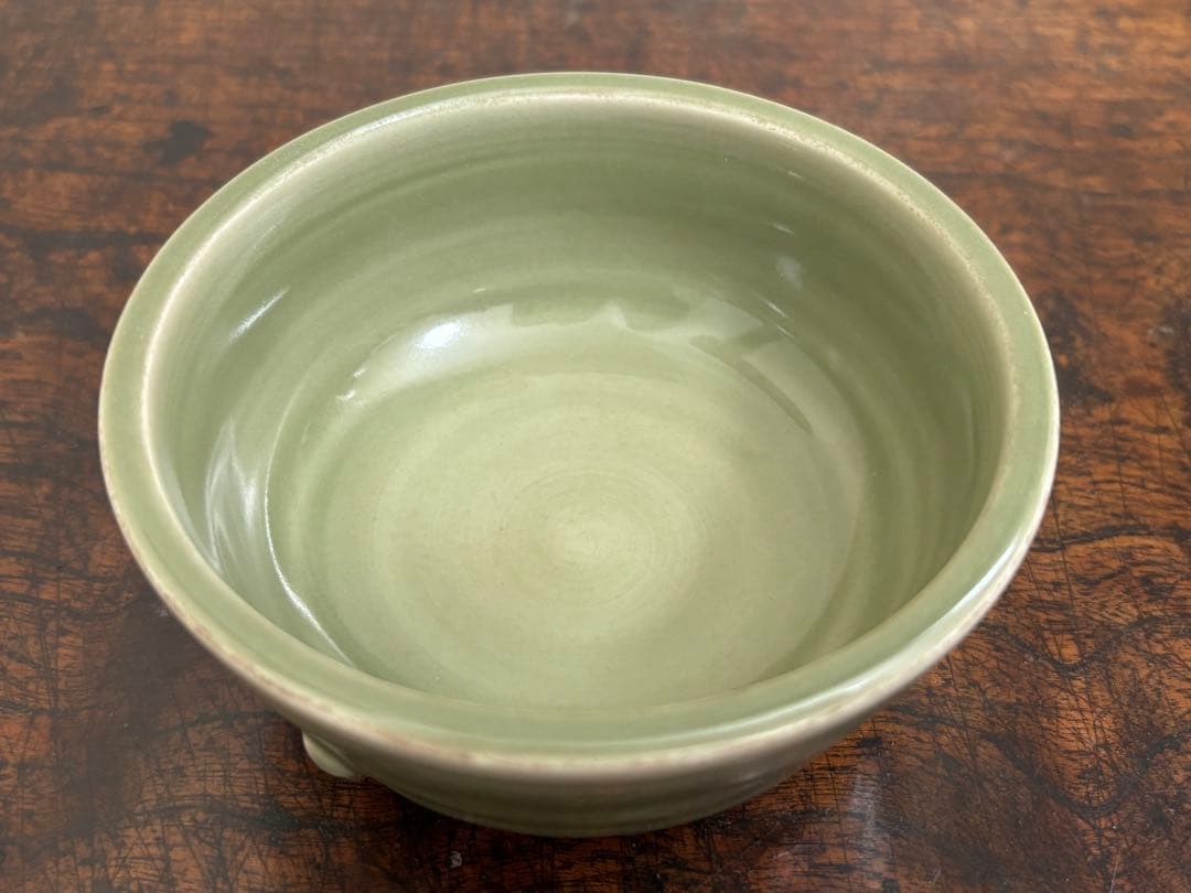 【美品】唐物 龍泉窯 青磁三脚香炉 外口径12cm　中国古玩 唐物