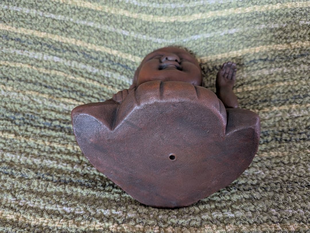 No.17備前焼福助人形の置物A2、古備前福助人形、縁起物、商売の神様・お守り、