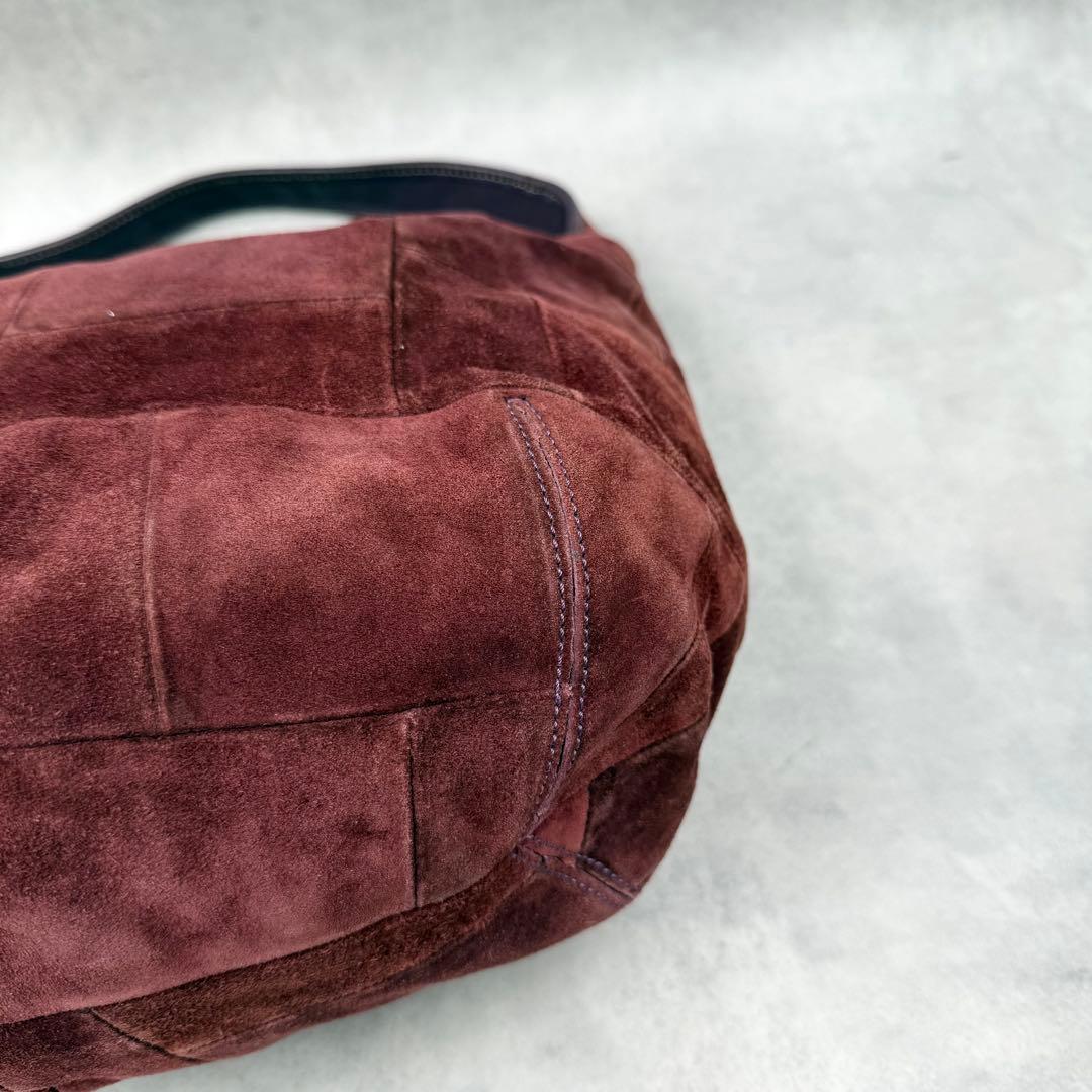 コーチ スエード エルゴ ショルダーバッグ パーチワーク ボルドー