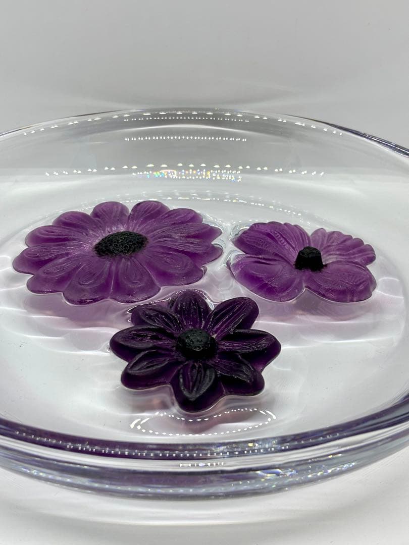 #Daum（ドーム） フランス　クリスタル フラワーモチーフ ボウル　P-3m