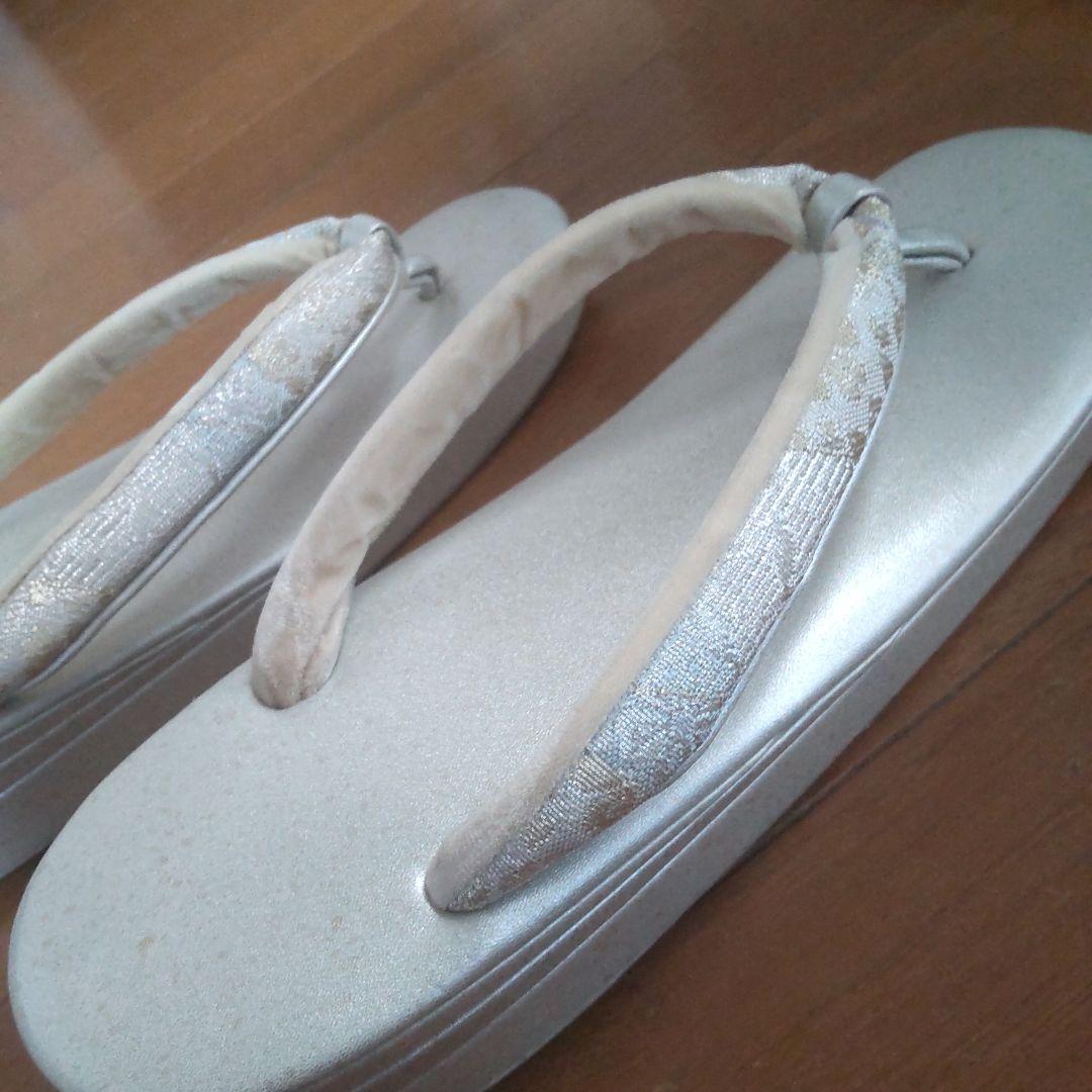 草履 バッグ セット 紗織 Lサイズ シルバー系