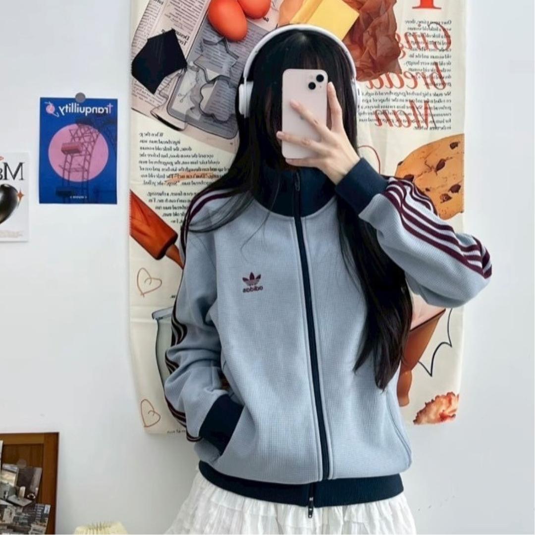 SALE✨ 2XL adidas トラックトップ ワッフル アディカラー グレー
