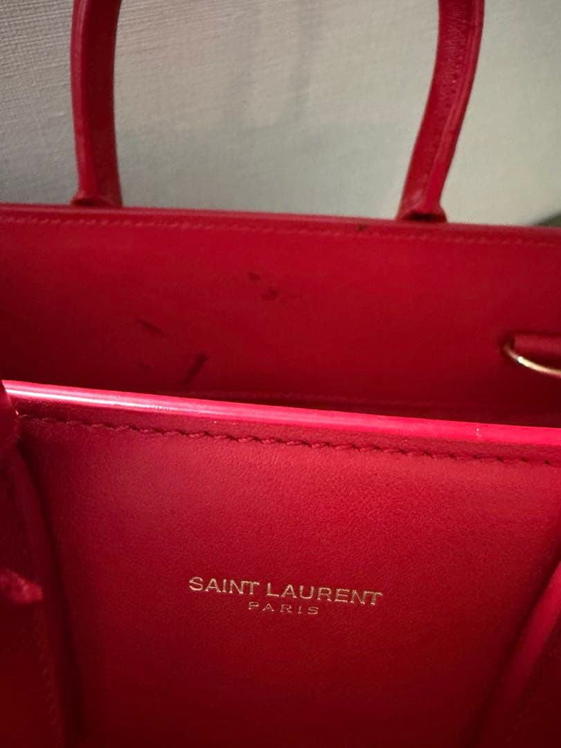 SAINT LAURENT 赤 レザー ハンドバッグ