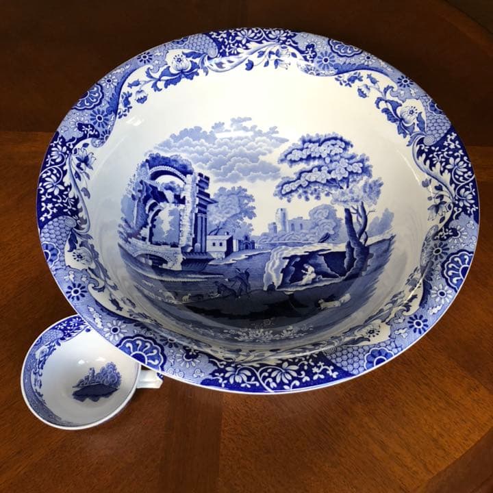 【希少品】英国製スポード ★ブルーイタリアン★超ラージコンポート