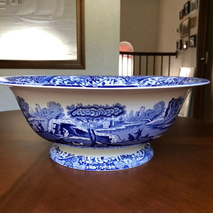 【希少品】英国製スポード ★ブルーイタリアン★超ラージコンポート