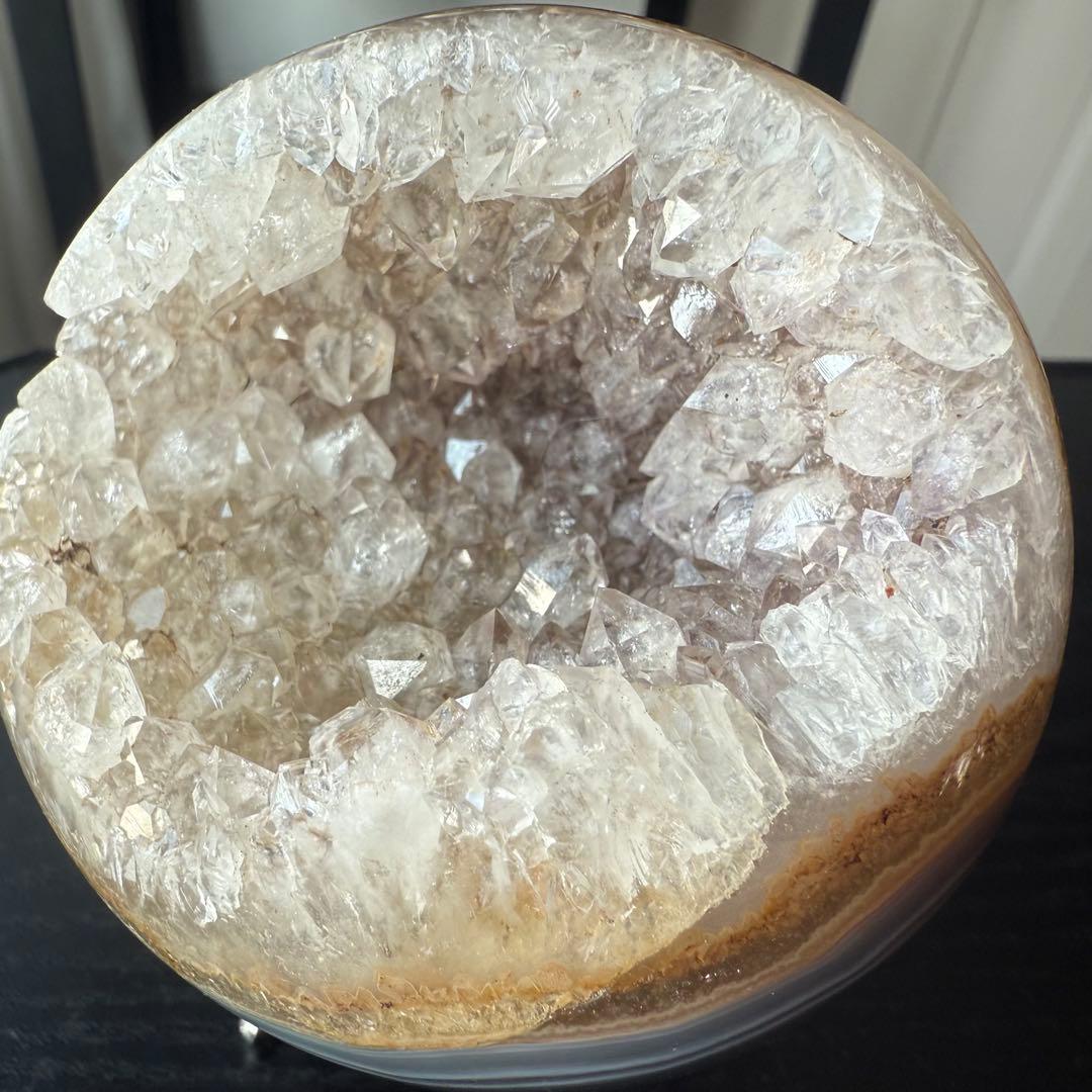 天然石瑪瑙の笑い口　置物　スフィア　丸玉NO.012402