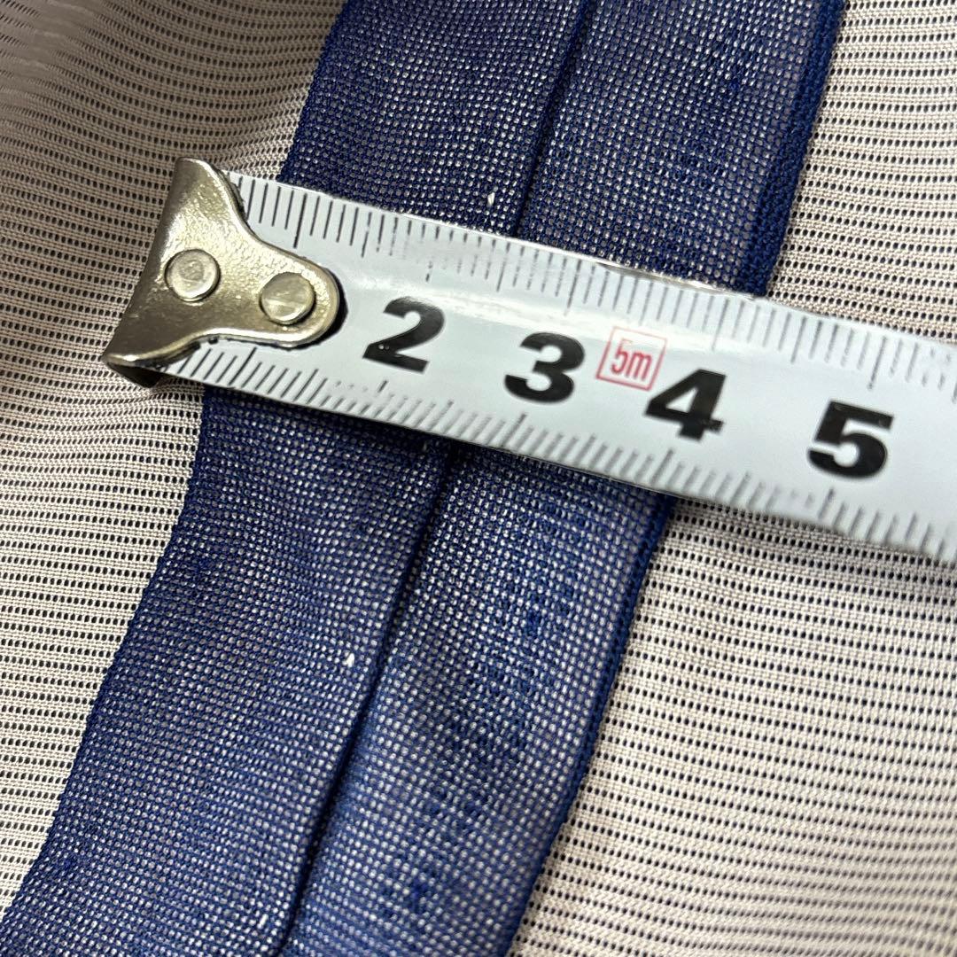 A69愛華 夏着物 二重紗　紺　波模様　刺繍　美品