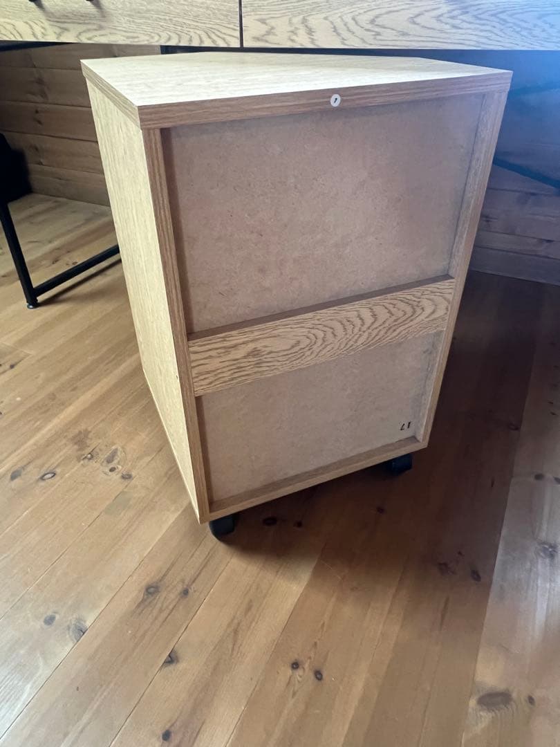 【美品LOWYA】ナチュラルカラーデスク キャスター付きキャビネットセット