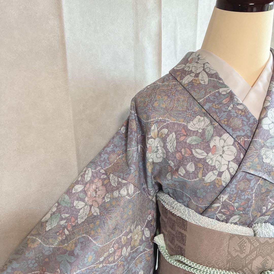 小紋　フルセット　着物　辻ヶ花　洗える着物　大人やさしさ　しつけ糸付き　G8