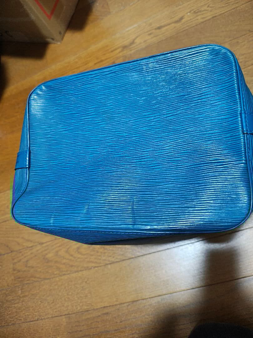 青 エピレザー バケットバッグ ショルダー付き